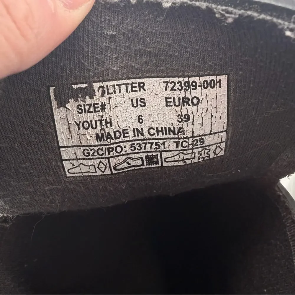 Bogs Girls Black Silver Glitter Rain Boots Size 6 Youth Waterproof